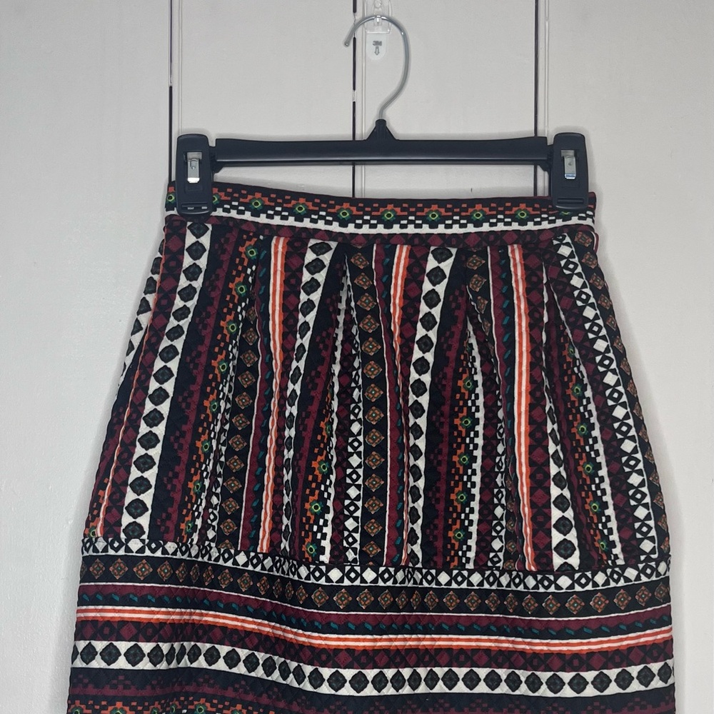 Tribal Print Skirt with Red and Black Accents